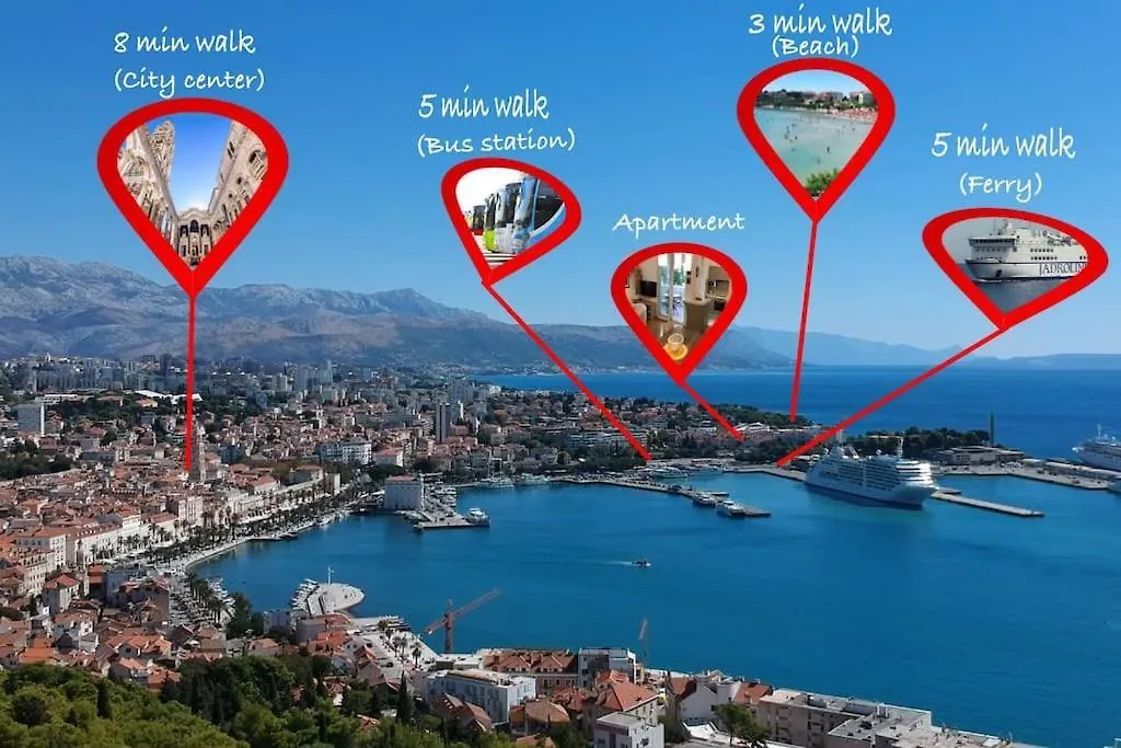 דירה New! Carpe Diem 1,Split-Bacvice,Free Wi-Fi, Parking